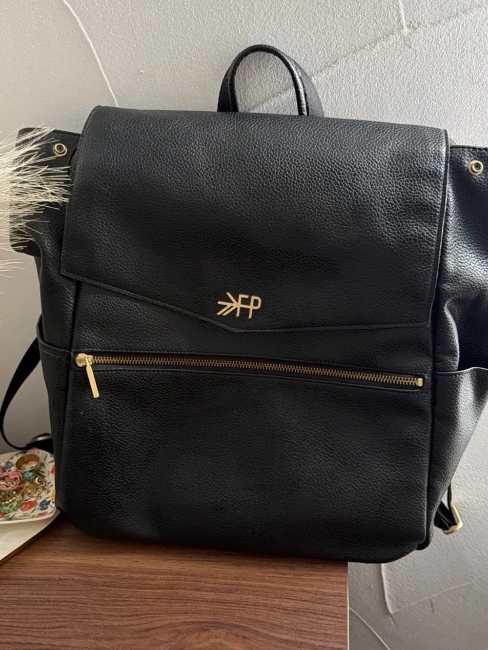 Freshly Picked Black Backpack with Gold Hardware